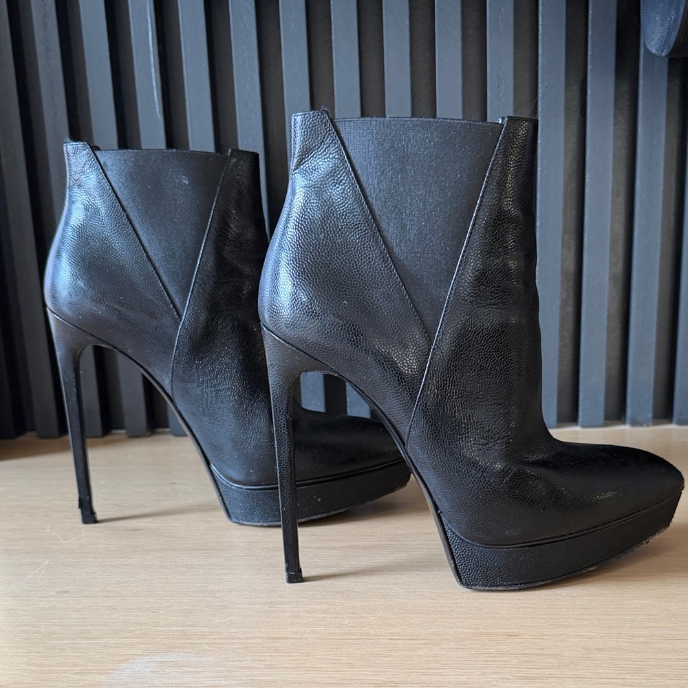 YSL Elegant Black High Heel Ankle Boots